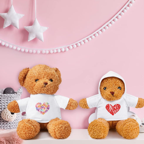 Kathfly 6 Pcs Sublimation Blank Bear Clothes, White Basic Fleece Tee Shirt Doll T Shirts White Sublimation Blank White Bear Hoodie for 4-18 Inch S...
