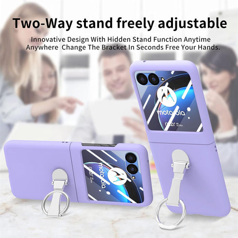 Asuwish Compatible with Motorola Razr Plus 2023 Razr+ Case and Tempered Glass Screen Protector Back Bumper Metal Ring Holder Stand Kickstand Cell ...