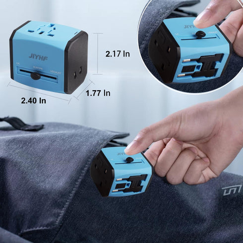 JIYHF International Travel Plug Adapter, Mobile Phones Charger All-in-One International Plug Adapter with 3 USB Ports and 1 AC Socket Adaptor for ...