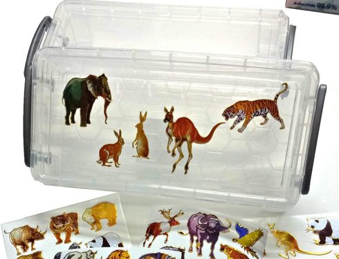 Wildlife Sticker Self-Adhesive Glitter Metallic Foil with Tiger Lion Deer Buffalo Zebra Camel Kangaroo Rhino Giraffe Boar Bear Wolf Crocodile Walr...