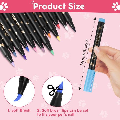 Dog Nail Polish Pens Quick Dry, 15 Colors Pet Nail Polish Set for Dogs to DIY Stylish Dog Nail Art, Dog Safe Nail Polish Non Toxic, Easy to Use - ...