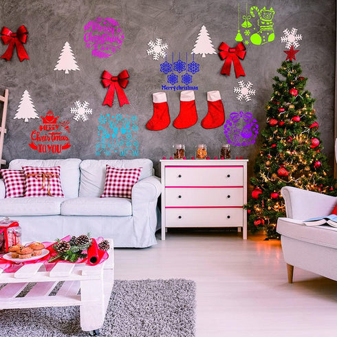 36 Pcs Christmas Stencils Template Large Christmas Snowflake Painting Stencils Reusable Snowman Template for DIY Cards Crafts Drawing on Wood Pape...