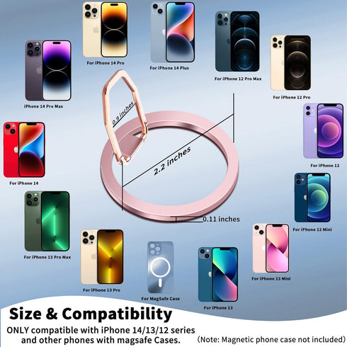 Portable Magnetic Ring Holder for iPhone 15 14 13 12 Series, Strong Magnetic Finger Phone Grip Stand for MagSafe case, Phone Kickstand Pink......