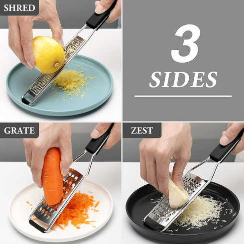 Cambom Lemon Zester Grater Three-piece Suit - Heavy Duty Kitchen Tool for Parmesan Cheese, Ginger, Garlic, Nutmeg, Chocolate, Vegetables?Fruits?St...