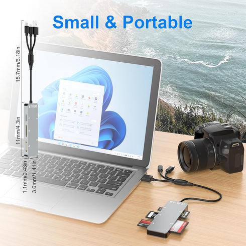 Memory Stick pro Duo Adapter for iPhone - 5 in 1 XD/TF/MS/CF/SD Card Reader for PC/Android/Lightning Device, Multi Memory Card Reader USB C OTG Ad...