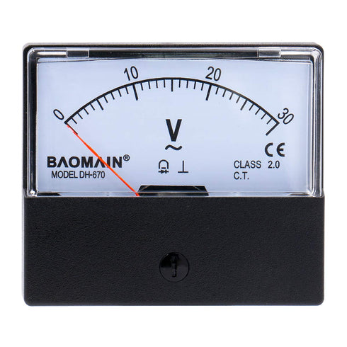 Baomain Voltmeter DH-670 AC 0-30V Rectangular Class 2.5 Analog Panel Volt Voltage Meter...