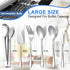 Serving Utensils, Set of 6 Large Serving Spoons Forks Tongs Butter Knife and Pie Server, Thickened Stainless Steel Buffet Catering Flatware Servin...