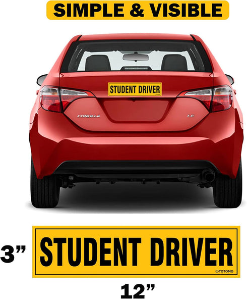 TOTOMO Student Driver Sticker for Car- Large 12x3 Adhesive Reflective Vehicle Safety Sign Window Cling for New Rookie Learner Drivers Removable Bu...