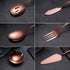 6-Piece Copper Serving Flatware Silverware Set,Stainless Steel Serving Utensil Set,Include Cake Server, Slotted Serving Spoon, Serving Spoon, Cold...