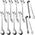 Leaf Coffee Spoons, Mini Serving Tongs and Appetizer Forks Stainless Steel Sugar Cube Tongs Dessert Spoons Metal Dinner Forks for Dessert Coffee T...