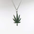 Marijuana Weed Pot Leaf Green Enamel on Silver Finish Pewter Pendant Necklace...