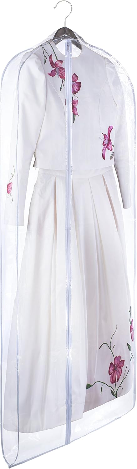 Handy Laundry Clear Vinyl Gown Bag - Protect Your Clothing While Traveling and Dust Free While Hanging in Your Closet. Ideal for Coats, Suits, Dre...