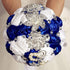 Wedding Bouquets Crystal Satin Rose Bride Bridal Bouquet Romantic Bridesmaid Holding Flower for Valentine's Day Confession Party Church Decor (Roy...
