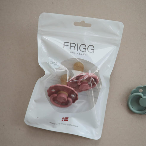 FRIGG Daisy Natural Rubber Baby Pacifier | Made in Denmark | BPA-Free (Woodchuck/French Gray, 0-6 Months) 2-Pack...