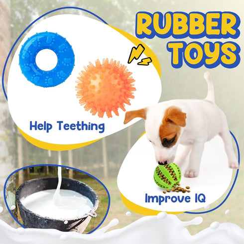 Puppy Toys for Teething, 9 Pack Interactive Dog Toys for Small Dogs, Puppy Chew Toys for Boredom with Rope Toys, Treat Ball and Cute Squeaky Toys...
