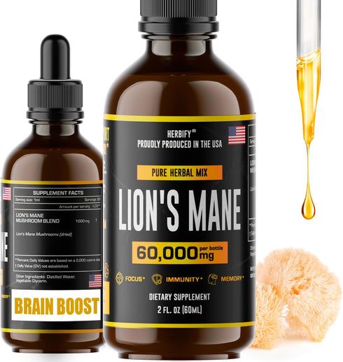 Lions Mane - Lions Mane Mushroom Supplement- Lions Mane Tincture - Natural Immune Support - Lions Mane Tincture for Memory, Focus & Clarity - Dail...