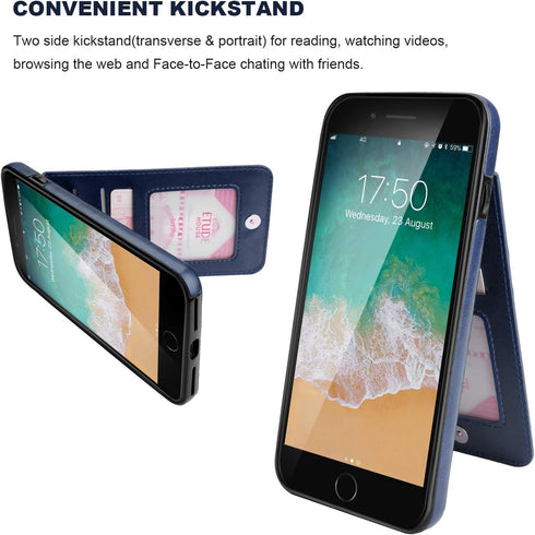 KIHUWEY for iPhone 7/8 Plus Case Wallet with Credit Card Holder, Premium Leather Magnetic Clasp Kickstand Heavy Duty Protective Cover for iPhone 7...