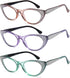 EYEURL Cat Eye Reading Glasses for Women 2.25 Blue Light Blocking 3 Pack Computer Readers with Comfortable Spring Hinge Lightweight Eyeglasses for...