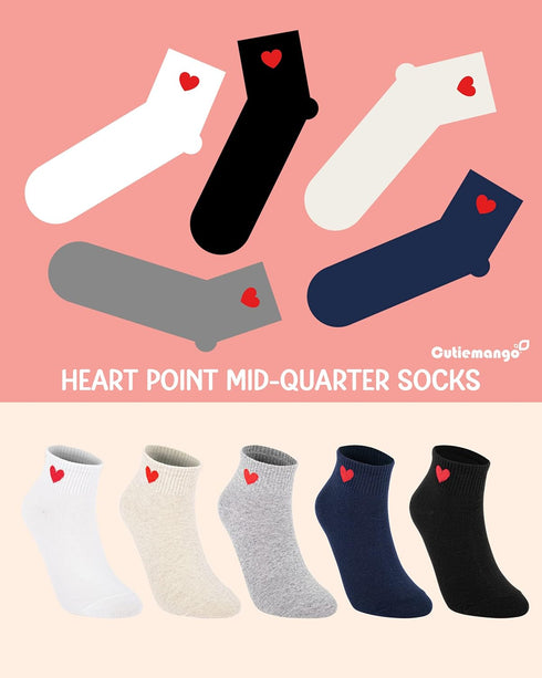 CUTIE MANGO Women's Heart Print Cotton Crew Socks Sneaker Ankle Novelty Casual Soft Cute Lovely Crazy Fun...