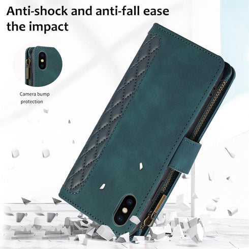 Asuwish Phone Case for iPhone Xs Max Wallet Cover with Tempered Glass Screen Protector and Wrist Strap Leather Flip Zipper Card Holder Cell i X XR...