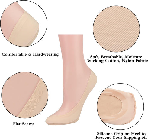 Double Couple 8 Pairs No Show Socks Women Low Cut Socks for Flats Non Slip Thin Liner Socks...