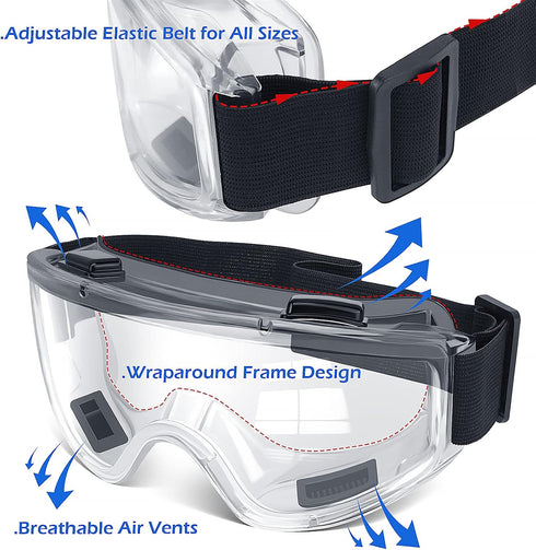 6 Pack Safety Goggles ANSI Z87.1 Glasses, Anti-Fog Protective Safety Glasses Lab Goggles Men Women Eye Protection Goggles...