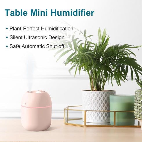 Portable Small Humidifier, USB Personal Desktop Humidifier for Car, Office Room, Bedroom, Auto Shut-Off, 2 Mist Modes, Super Quiet(220ml, Pink)...