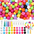 131 PCS Silicone Beads for Keychain Making Kit,12mm 15mm Round 14mm Polygonal Rubber Beads Multicolor Bulk Silicone Loose Beads for DIY Necklace B...
