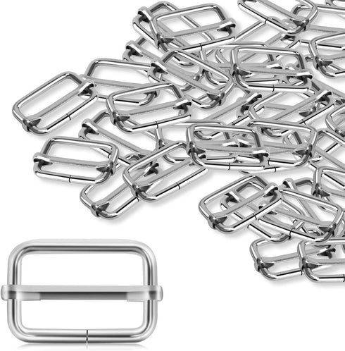 ERKOON 30 Pieces Slide Buckle 1 inch Metal Triglide Slides Rectangle Adjustable Webbing Slider for Purse Making Bag Making Making DIY Accessories ...