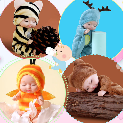 10 Pcs Mini Baby Dolls,4 inch Lifelike Realistic Baby Dolls with Animal Clothes,Cute Small Baby Doll for Girls Kids Easter Basket Valentine Birthd...