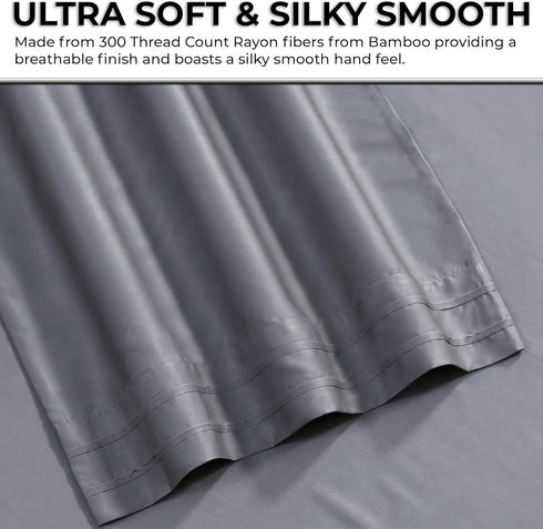 Tribeca Living BAMB300PCSTST 300 TC Rayon from Bamboo Pillow Pair, Standard (Pack of 2), Steel Grey...