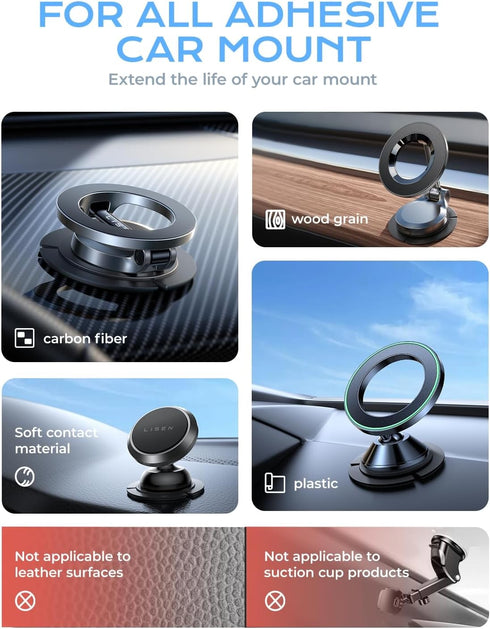 LISEN 2024 Upgrade Design for Dashboard Pad Mounting Disk for Adhesive Car Mount,Ultra Sticky 3M Adhesive for Magnetic Phone Holder?Car Phone Hold...