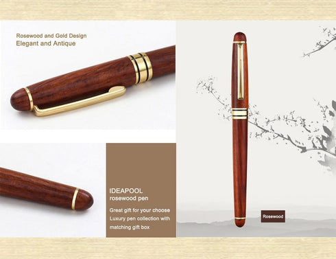 Genuine Rosewood Ballpoint Pen Writing Set - Extra 2 Black Ink Refills - Fancy Nice Gift Wooden Pen Set for Signature Executive Business Journalin...