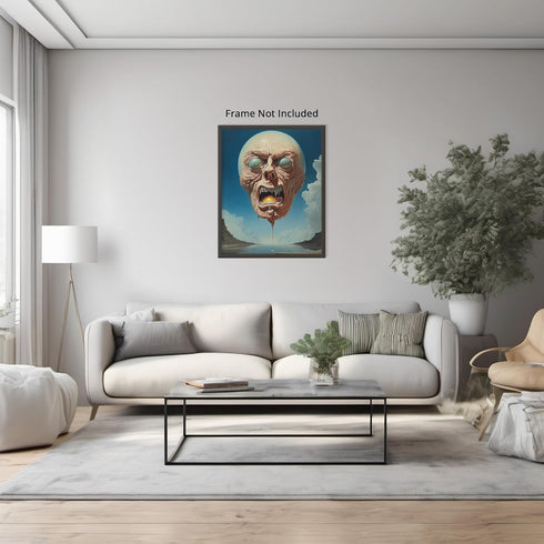 Posterizer 1 pcs-surreal flying scary alien head-Abstract & Modern Art-Fantasy & Fiction Art-Gift for Art Lovers-Decor for Home & Office- UNFRAMED...