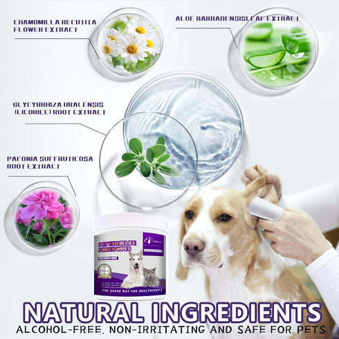 55 Count PET Ear Cleaning Finger Wipes for Dogs & Cats,Ear Cleaner Finger Wipes,Removes Dirt & Odor,Easy to Use, Natural Ingredients (Ear Cleaning...