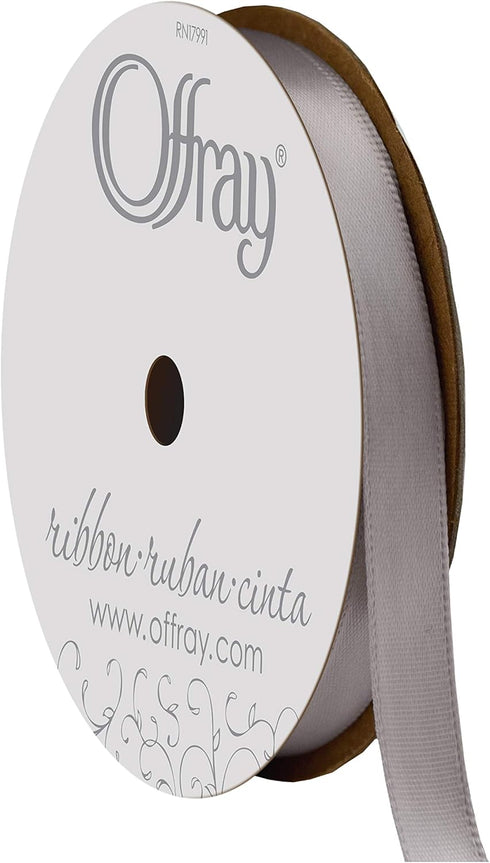 Offray 072431 3/8" Wide Single Face Satin Ribbon, Silver Gray, 6 Yds...