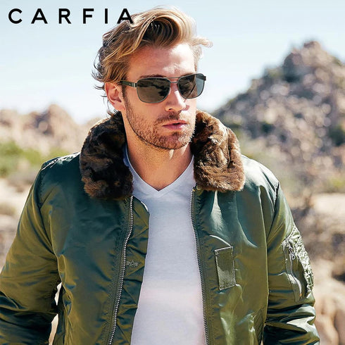 CARFIA Classic Metal Mens Sunglasses - Polarized Sunglasses UV Protection Acetate Arms CA5397...