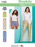 Simplicity 1165 Misses Slim Pull-On Pants, Shorts in 2 Styles Easy Sew Size: R5 (14-16-18-20-22)...