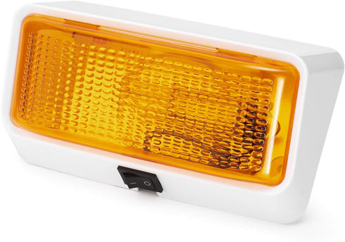 Lumitronics 12V LED Exterior Outdoor Porch Light with On/Off Switch, Removable Clear & Amber Lenses Perfect Outside Replacement Lights for RVs, Mo...