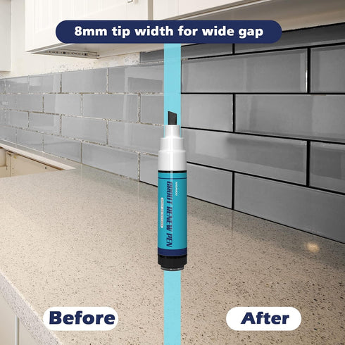 NADAMOO Grout Renew Pen Black, 2 Large Size 20ml Tile Grout Paint Pen, Grout Shine Touch Up Repair Marker Tile Gap Coating- Restore Grout Line, wi...