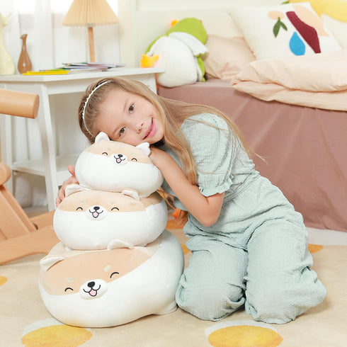 Auspicious beginning Shiba Inu Plush Toy Anime Corgi Kawaii Plush Smiling Dog Soft Cute Pillow, Stuffed Animal Plush Toy Gifts for Kids 11.8"...
