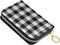 White Black Check Plaid RFID Credit Card Wallet, Microfiber Leather Zipper Card Case Holder for Women...