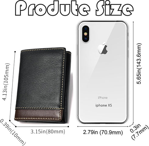 Wallet for Men Leather Wallet Mens RFID Blocking Trifold Wallet Black Men's Front Pocket Wallets Credit Card Holder Thin Compact Travel Wallet Gif...
