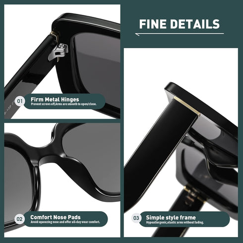 Vintage Square Polarized Sunglasses for Women Trendy 90s Thick Rectangle Sun Glasses UV400...