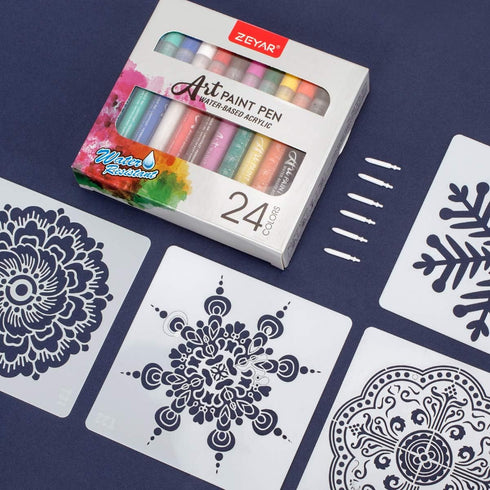 ZEYAR Acrylic Paint Pens, Extra Fine, 24 Colors, Permanent & Waterproof Ink, AP Certified, Works on Rock, Wood, Glass, Metal, Ceramic and Non poro...