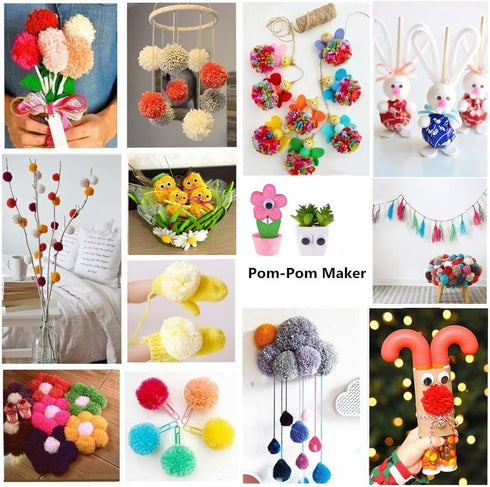 Pom pom Maker, 4 Sizes Pom-pom Maker Fluff Ball Weaver Needle Craft DIY Wool Knitting Craft Tool Set for Kids and Adult (4)...