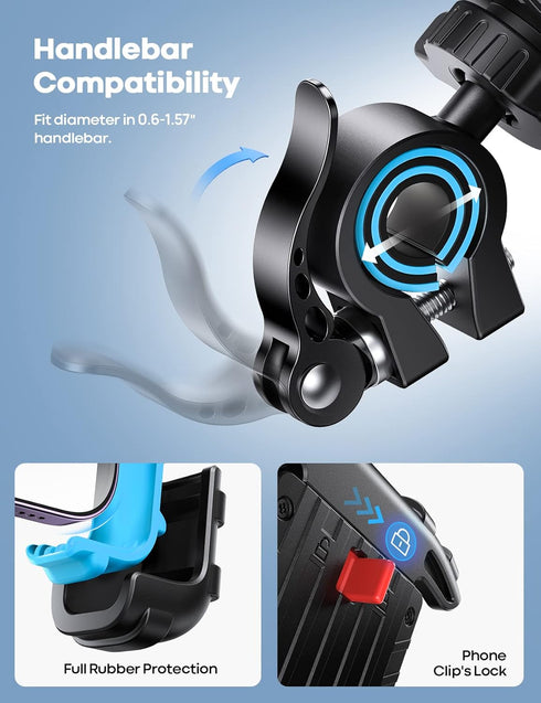Lamicall Bike Phone Holder, Motorcycle Phone Mount - Motorcycle Handlebar Cell Phone Clamp, Scooter Phone Clip for iPhone 14 Plus/Pro Max, 13 Pro ...