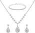 Bridal Silver Jewelry Set for Wedding, Hypoallergenic Crystal CZ Tennis Bracelet Dangle Earrings Necklace Set, Rhinestone Teardrop Wedding Jewelry...