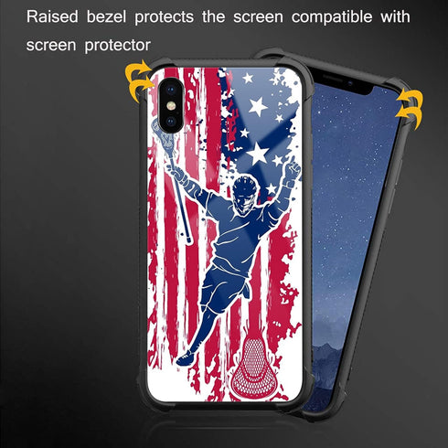Compatible with iPhone XR Case Lacrosse American Flag Graphic for Girls,Picture Pattern Design Shockproof Anti-Scratch Hard PC Back Case for iPhon...