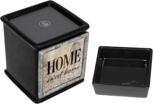 Elanze Designs Home Sweet Home Ceramic Glossy Black Interchangeable Photo Frame Candle Wax Oil Warmer...